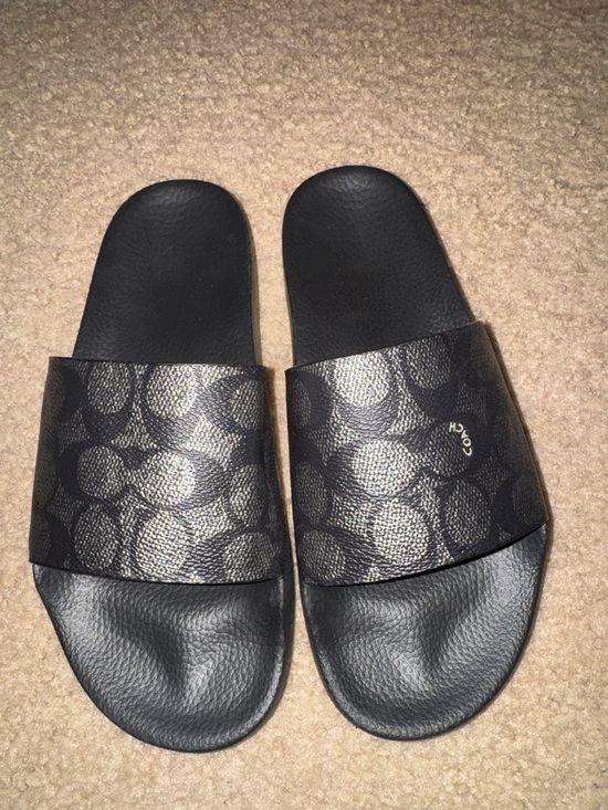 Coach Shoes - Coach Black Signature Logo Slide Sandals